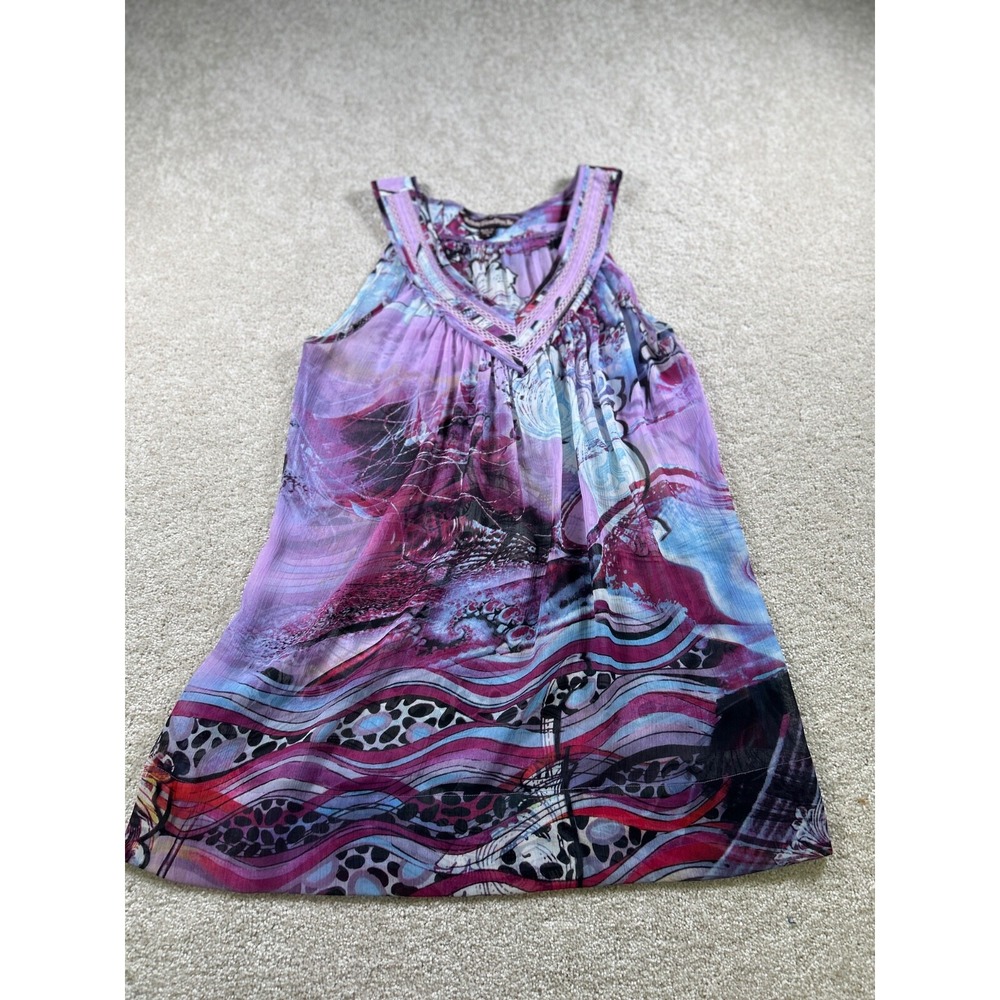Mushka By Sienna Rose Womens Size S Sheer Purple Fairy Boho Sleeveless Tunic